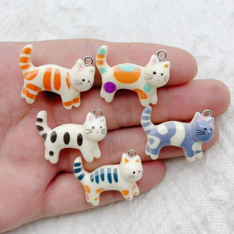 Pet Supplies Delivery - 10pcs resin cartoon cat animal jewelry