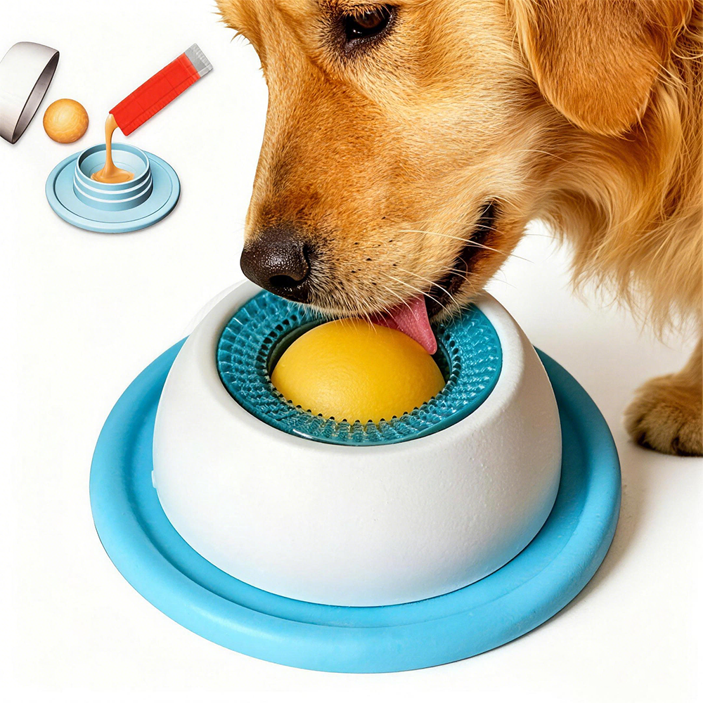 Slow Feeder Dog Bowl - Funny Interactive Pet Lick Promotes Dental