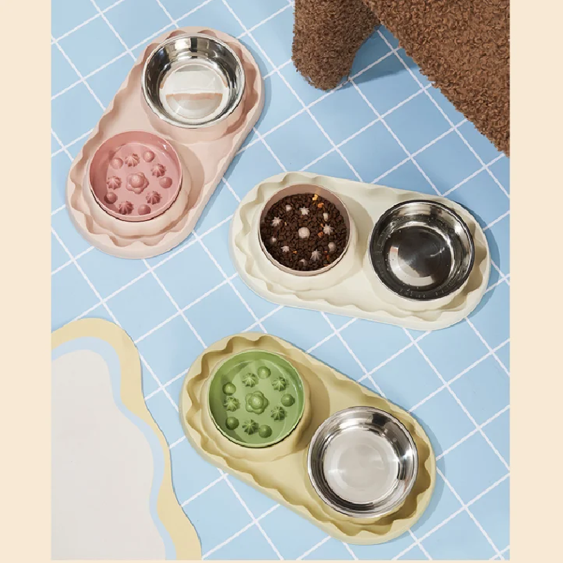 Pet stainless steel double bow - Slow Feeder Dog Bowl recension och pris