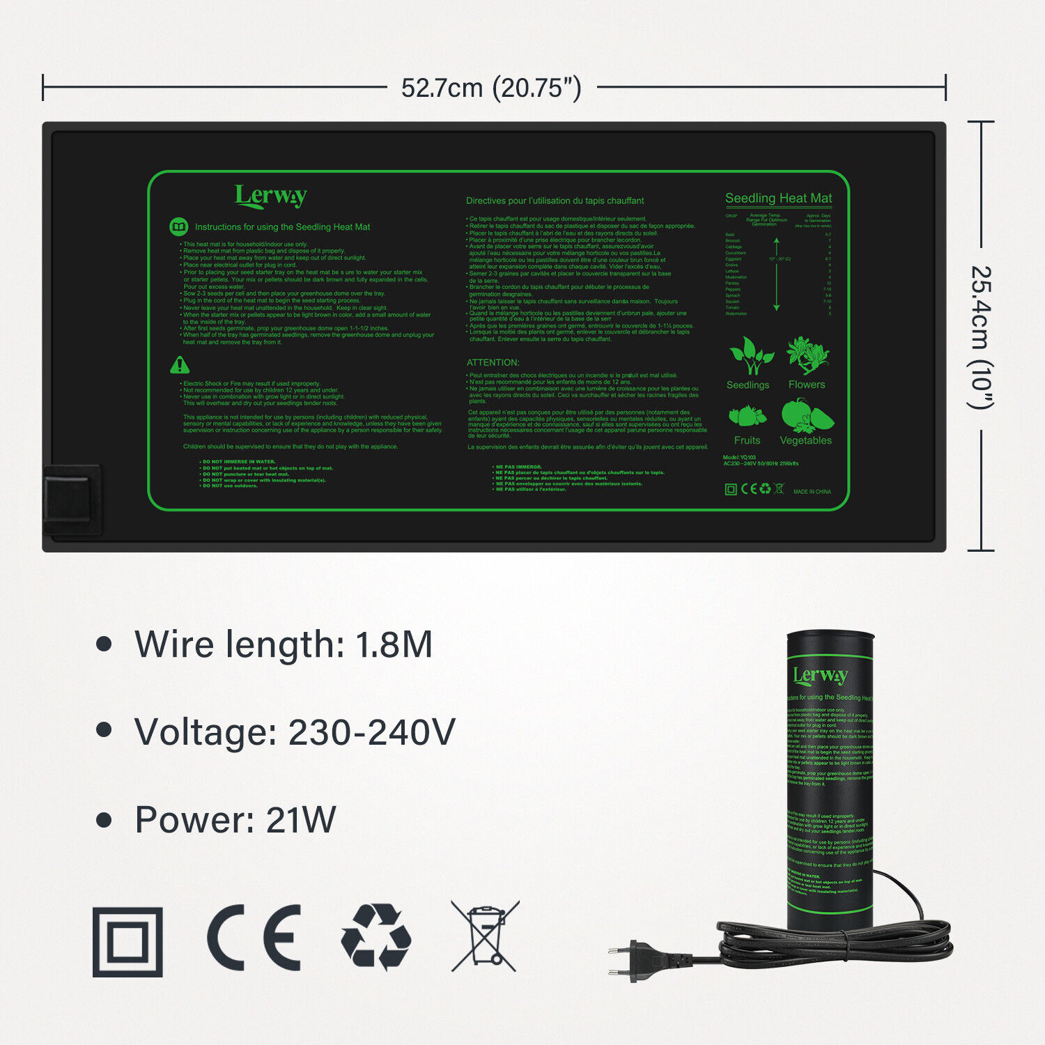 LERWAY 21W Seedling Heating Ma - Reptile Heating Mat recension och pris