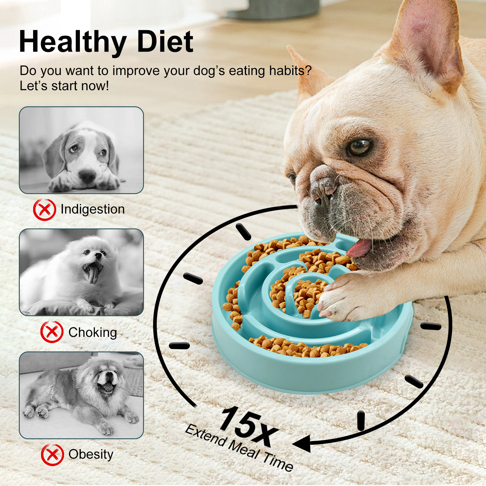 Pet Slow Food Bowl - Non slip  - Slow Feeder Dog Bowl recension och pris